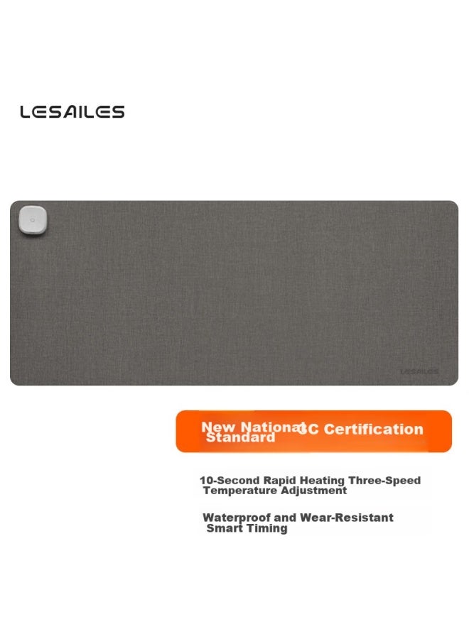 Lesailes Feidun New National Standard 3c Certified Striped Heating Mouse Pad Large Size, Smart Heating Office Computer Hand-warming Desk Pad, Business Gray 800*330*1.8mm - Image 1