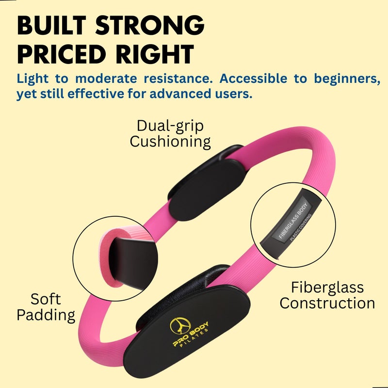 ProBody Pilates Ring Set with 14-Inch Magic Circle Ring, 9-Inch Exercise Ball, 5 Resistance Bands, Pump, Training Guides, & Storage Bag for Core Strength, Balance, Stability Training (Black) - Image 4