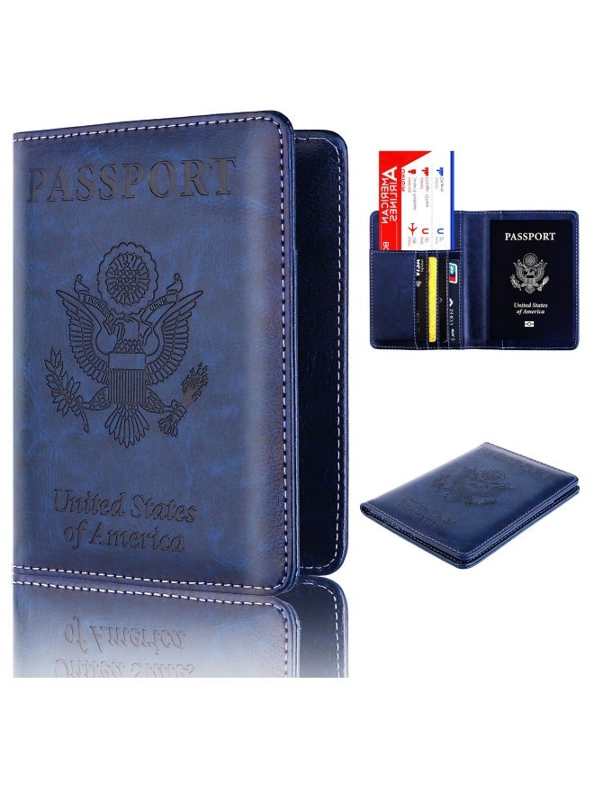 1 Passport Holder, Card Slot, RFID Passport Cover, Anti-Magnetic Passport Cover, Creative Aircraft ID Storage Bag, Dark Blue  - Image 1