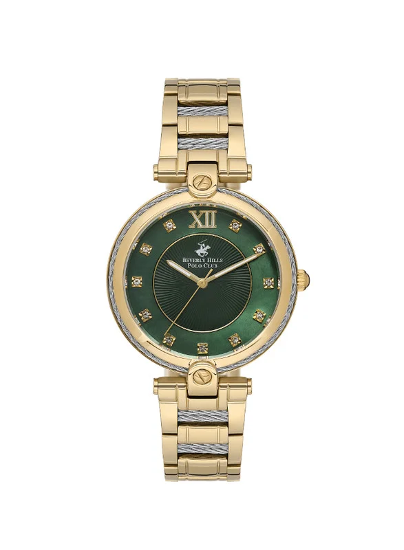 BEVERLY HILLS POLO CLUB Beverly Hills Polo Club BP3585X.120 Women's Analog Display Watch & Metal Strap Gold