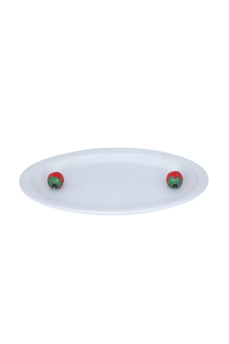 Alsaif Gallery Al Saif Gallery Porcelain Serving Plate, 35.9 x 25.7 x 4.3 cm, Round - White - Image 1