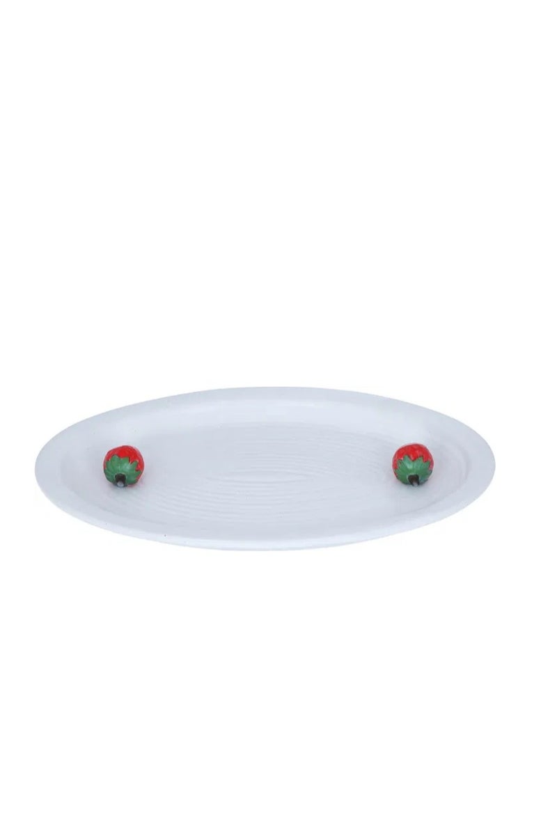 Alsaif Gallery Al Saif Gallery Porcelain Serving Plate, 35.9 x 25.7 x 4.3 cm, Round - White - Image 2