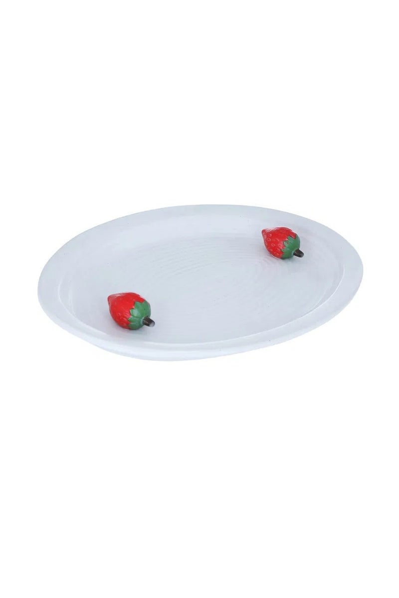 Alsaif Gallery Al Saif Gallery Porcelain Serving Plate, 35.9 x 25.7 x 4.3 cm, Round - White - Image 4