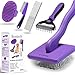 Bonteck Dog Slicker Brush for Dogs Grooming Kit 5PCS | Large Dog Brush for Goldendoodles Poodles Doodles | Long Pin Haired Brush | Poodle Brushes and Comb (Purple) - Image 2