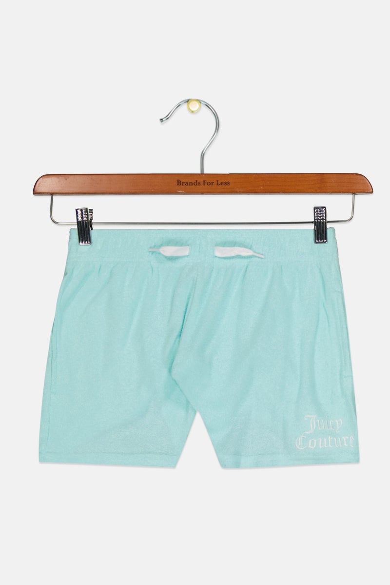 Juicy Couture شورتات أساسية بسيطة للبنات، تركواز - Image 1
