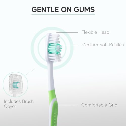 Avistar 4 Pack Toothbrushes for Adults - Individually Wrapped Medium Bristle Toothbrushes with Covers - Green - Convenient & Affordable Dental Care for Travel, Hotels, Airbnb, Missions & More - Image 2