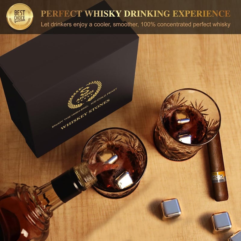 SAICOOS Gifts for Men Dad - Him and Boyfriend : Whiskey Stones Reusable Metal Steel Ice Cubes Balls Set, Bourbon Cool Anniversary Retirement Gifts, Harley Davidson Funny Gadgets 4Pcs (16 Ice Cube) - Image 5