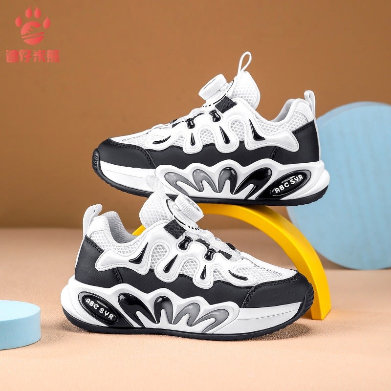 Boys' Sneaker 2025 Spring New Rotating Button Mesh Breathable Torre Shoes Casual Joker Children'S Shoes - Image 2