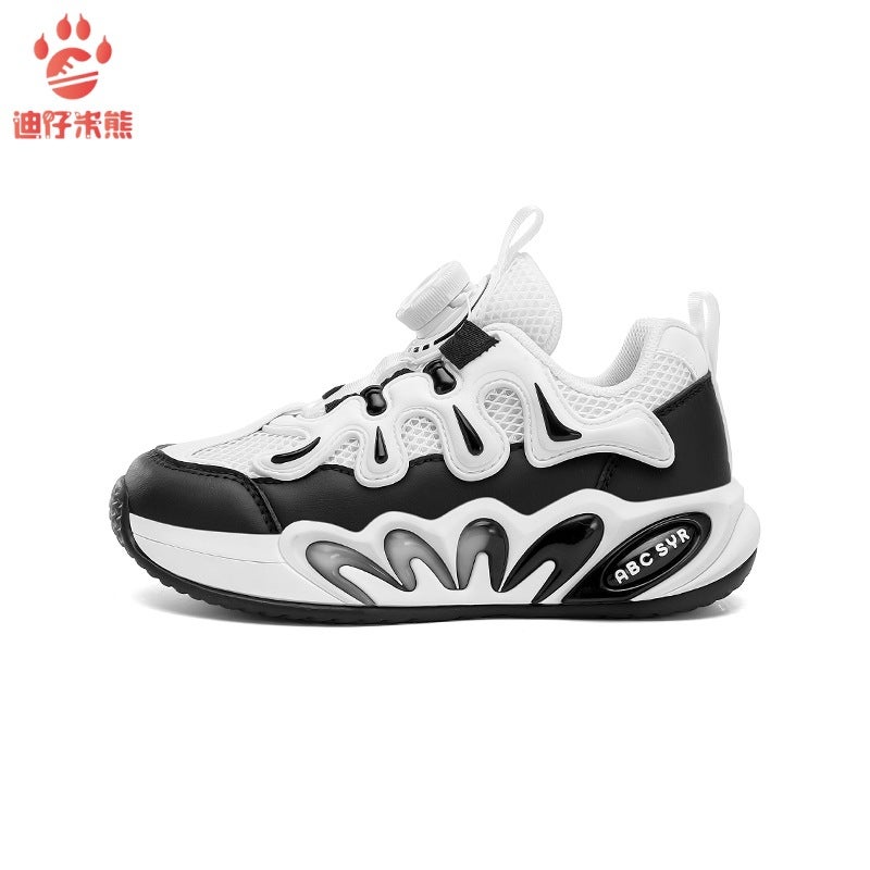Boys' Sneaker 2025 Spring New Rotating Button Mesh Breathable Torre Shoes Casual Joker Children'S Shoes - Image 1