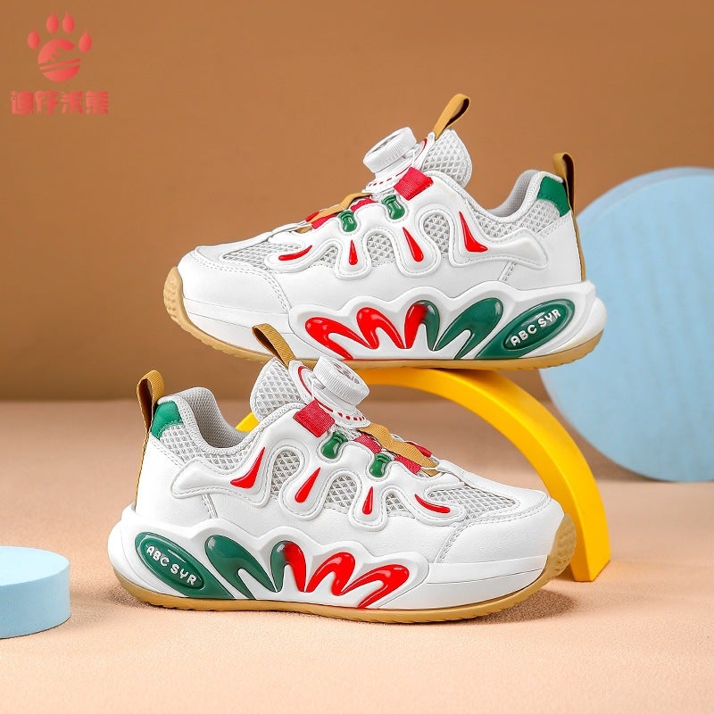 Boys' Sneaker 2025 Spring New Rotating Button Mesh Breathable Torre Shoes Casual Joker Children'S Shoes - Image 4