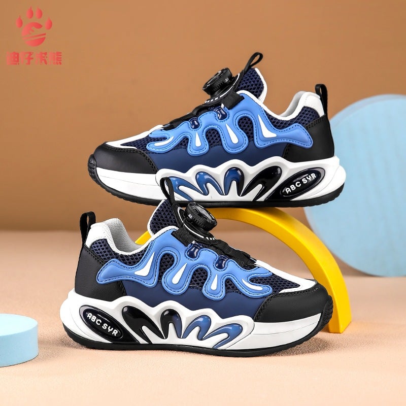 Boys' Sneaker 2025 Spring New Rotating Button Mesh Breathable Torre Shoes Casual Joker Children'S Shoes - Image 3