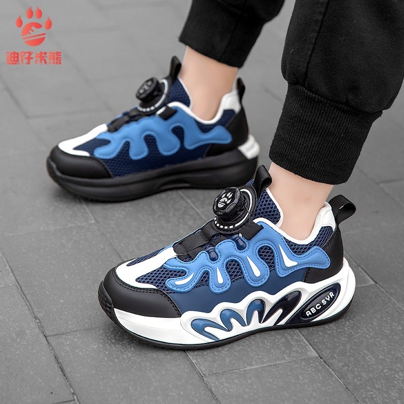 Boys' Sneaker 2025 Spring New Rotating Button Mesh Breathable Torre Shoes Casual Joker Children'S Shoes - Image 5
