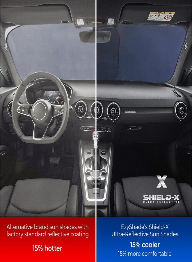 EzyShade Windshield Sun Shade for Jeep with Shield-X Reflective Technology. See Vehicle Size-Chart. Foldable 2-Piece Car Sunshade for Jeep Wrangler, Gladiator, Renegade, FJ Cruiser. X-Small Size - Image 3