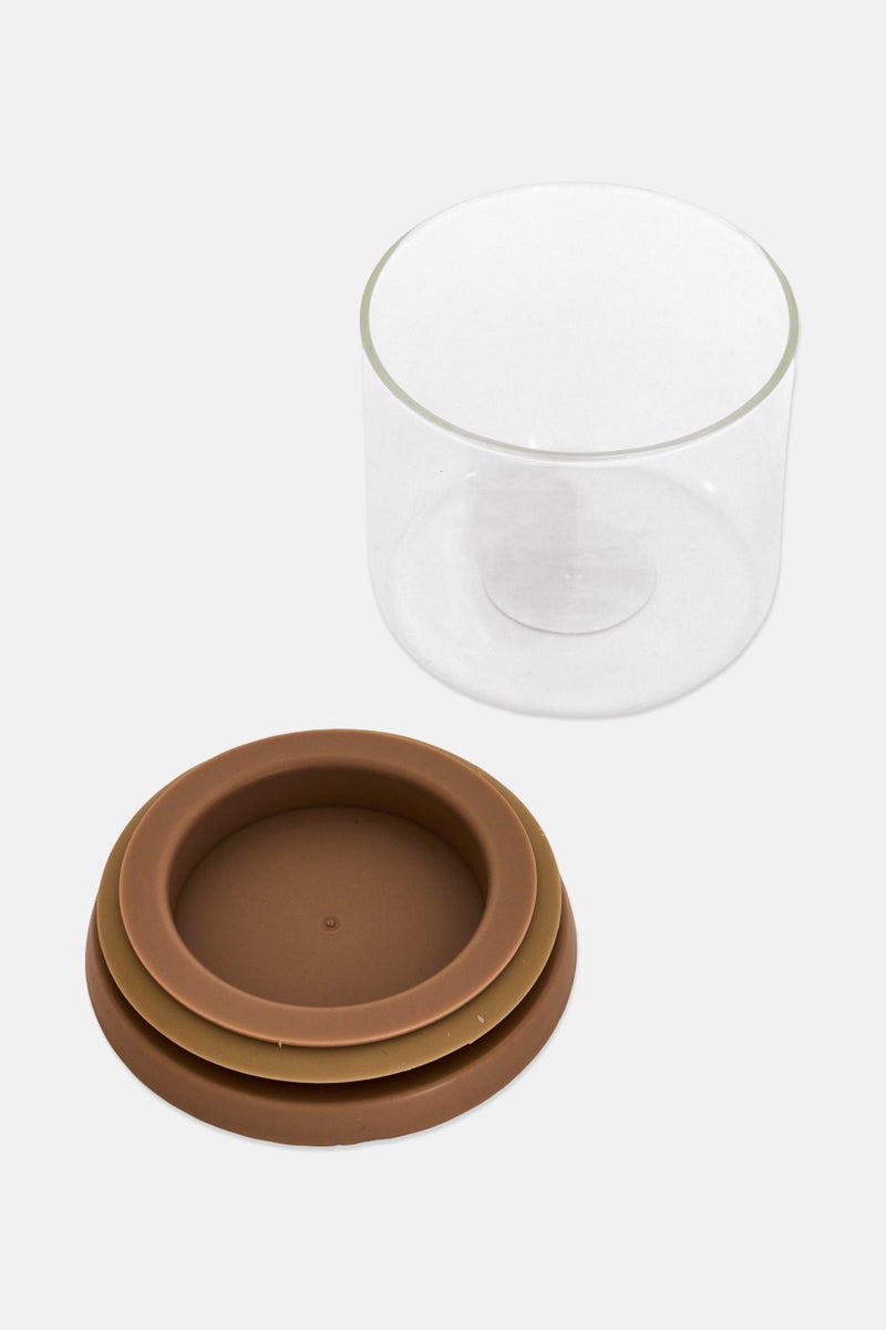 Muy Mucho Round Glass Storage Container With Lid, Brown - Image 2