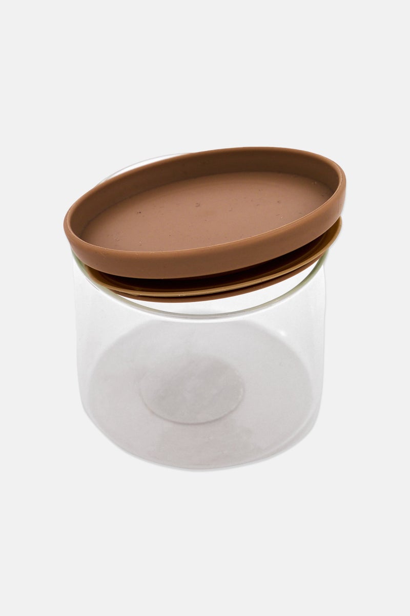 Muy Mucho Round Glass Storage Container With Lid, Brown - Image 3