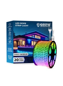 Gesto 20 Meter Rope Led Strip Lights – Outdoor Lights Waterproof for Balcony Decoration,Home Decor & Diwali Decoration| RGB Strip Light for Diwali Decoration with Mode Change Controller (Multicolor)