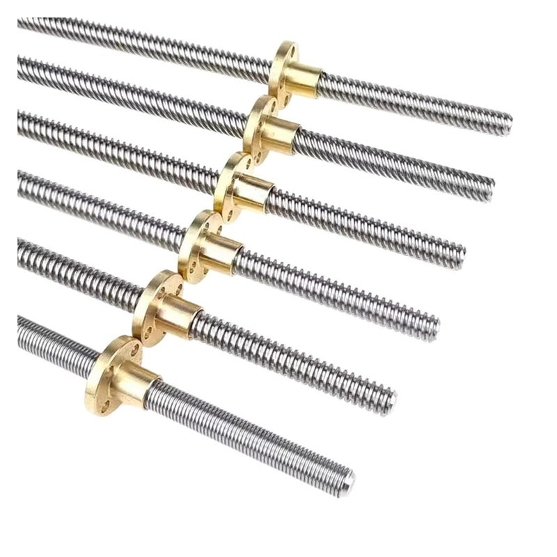 3 Pcs T8 Lead Screw 8mm Lead 2 300mm Trapezoidal Rod with Brass Nut for CNC 3D Printer - Image 4