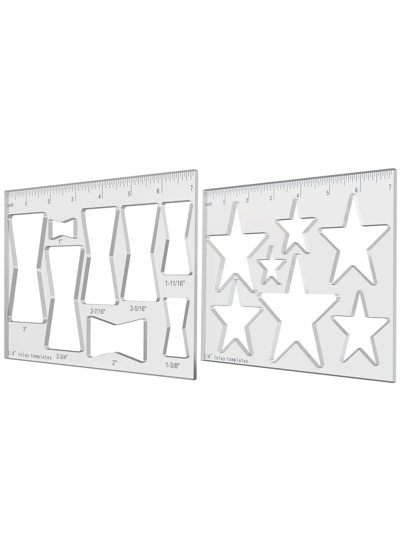 Hecfu Hecfu 2 Pcs Router Templates for Woodworking Router Jig Bowtie Template Star Bowtie Router Template Jig Kit Star Butterfly Inlay Template Decorative 