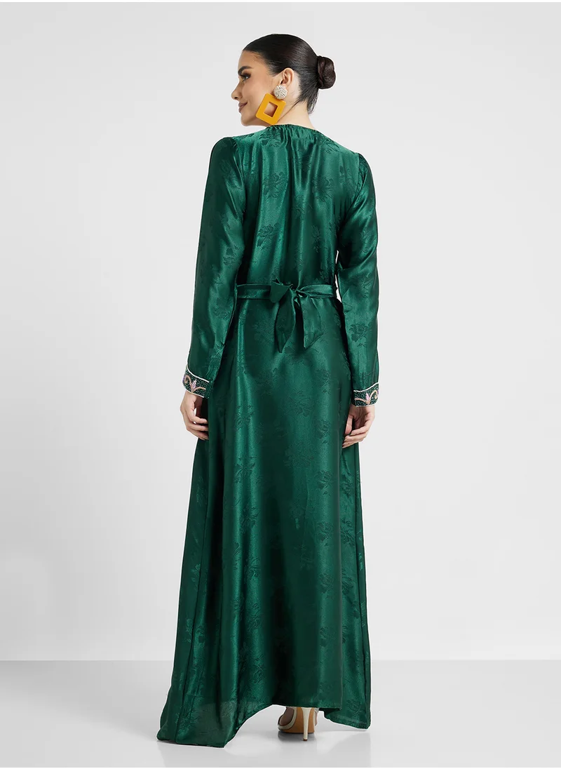 ارابيان كلوزيت Embellished Belted Jalabiya