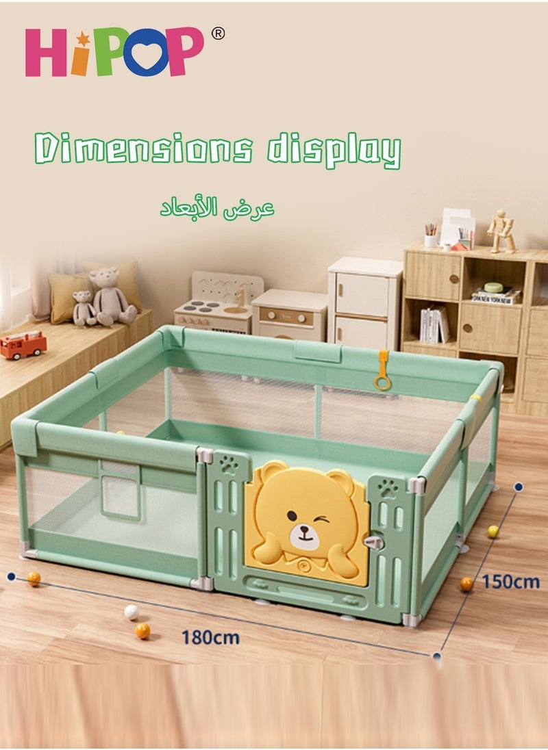 هيبوب - قلم لعب للأطفال الصغار مطور مقاس 150 × 180 سم، تصميم بوابة صلبة مطور مع 60 كرة محيطية، أكواب وهيكل ثابت للشفط، قلم لعب داخلي - Image 1
