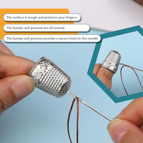ZMAAGG 4PCS Sewing Thimbles for Hand Sewing, Metal Finger Protector, Quilting Craft Accessories for Knitting Needlework DIY Tools - Image 3