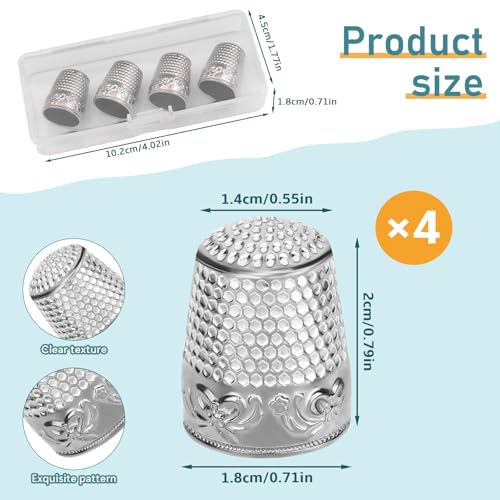 ZMAAGG 4PCS Sewing Thimbles for Hand Sewing, Metal Finger Protector, Quilting Craft Accessories for Knitting Needlework DIY Tools - Image 2
