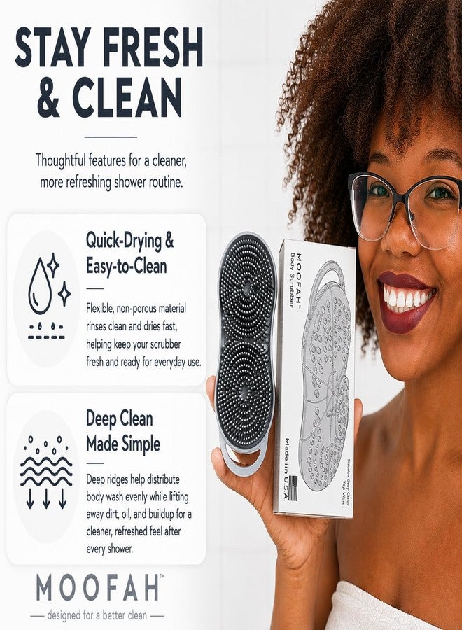 Chicago Comb MOOFAH™ Body Scrubber- Deep Cleansing, Gentle Exfoliation for Smoother Skin, Soft-Touch Bristles, Made in USA by Chicago Comb, Easy Rinse, Quick-Dry (Shadow Grey) - Image 5