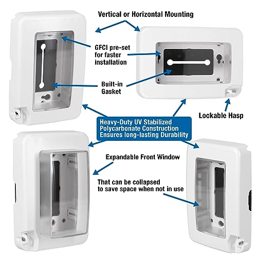 Intermatic WP6000W Low-Profile In-Use Weatherproof Cover, White - Durable Outdoor Outlet Protection | Expandable Design | Easy Installation - Image 2