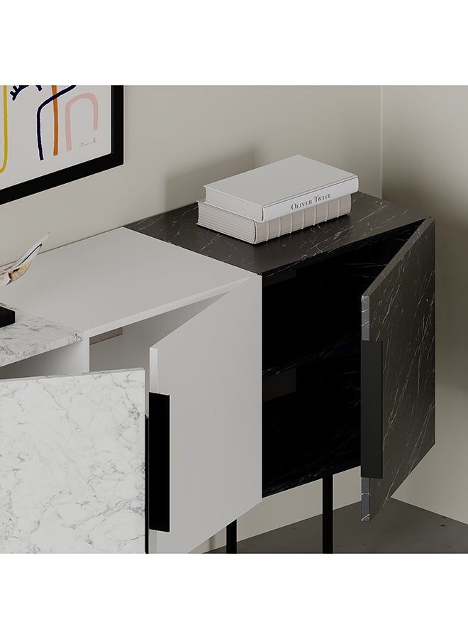 Mourah Home Tontini Console - Matt White Marble/White/Matt Black Marble - 2 Years Warranty - Image 3