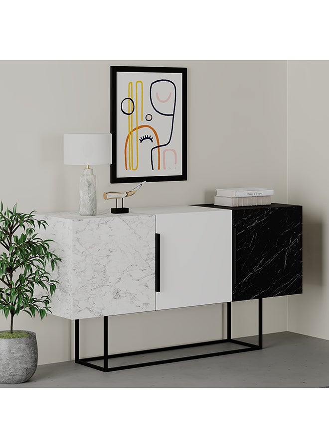 Mourah Home Tontini Console - Matt White Marble/White/Matt Black Marble - 2 Years Warranty - Image 2