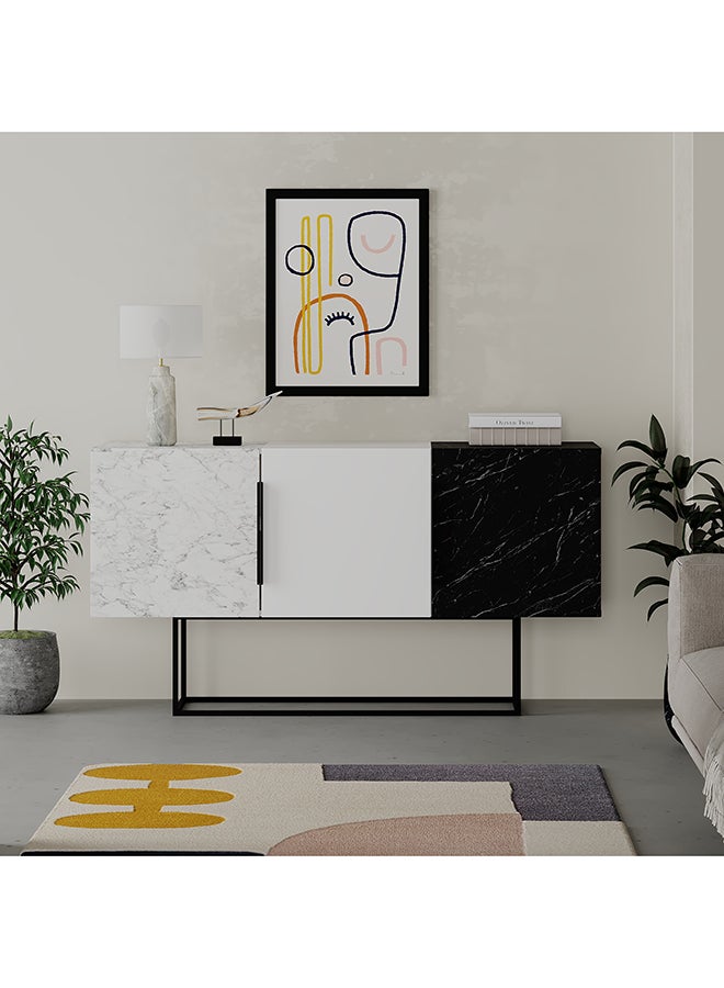 Mourah Home Tontini Console - Matt White Marble/White/Matt Black Marble - 2 Years Warranty - Image 1