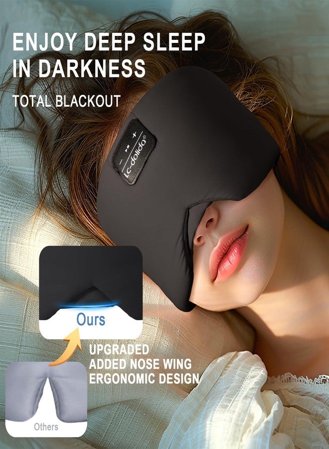 LC-dolida Sleep Mask with Bluetooth Headphones, Ice Silk Sleep Headphones with Bluetooth 5.4, Total Blackout Eye Mask for Sleeping, Sleep Soft Mask for Women Men, All Night Sleep, Travel(Black) - Image 4