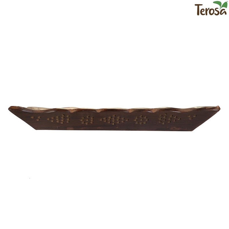 Terosa صينية تقديم مصممة يدويًا من خشب الورد الهندي شيسام من تيروزا 125x85 سم - Image 3