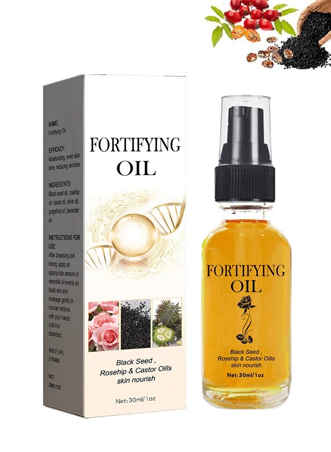 LUNOON Fortifying Oil，Rosehip Oil,Castor Oil Black Seed Oil Rosehip Oil Face Serum,Facial Moisturizer Organic Natural Face Oil 30ml - Image 1