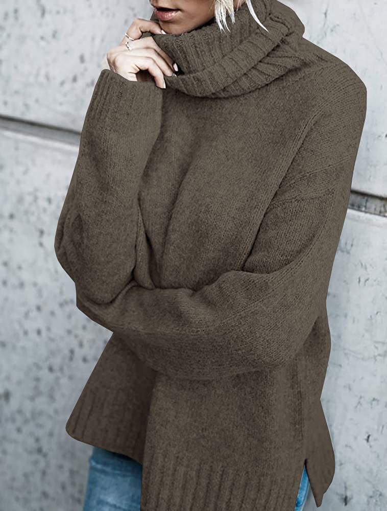 FISACE Womens Oversized Turtleneck Pullover Sweater Cable Knit Long Sleeve Sweater Tops - Image 3