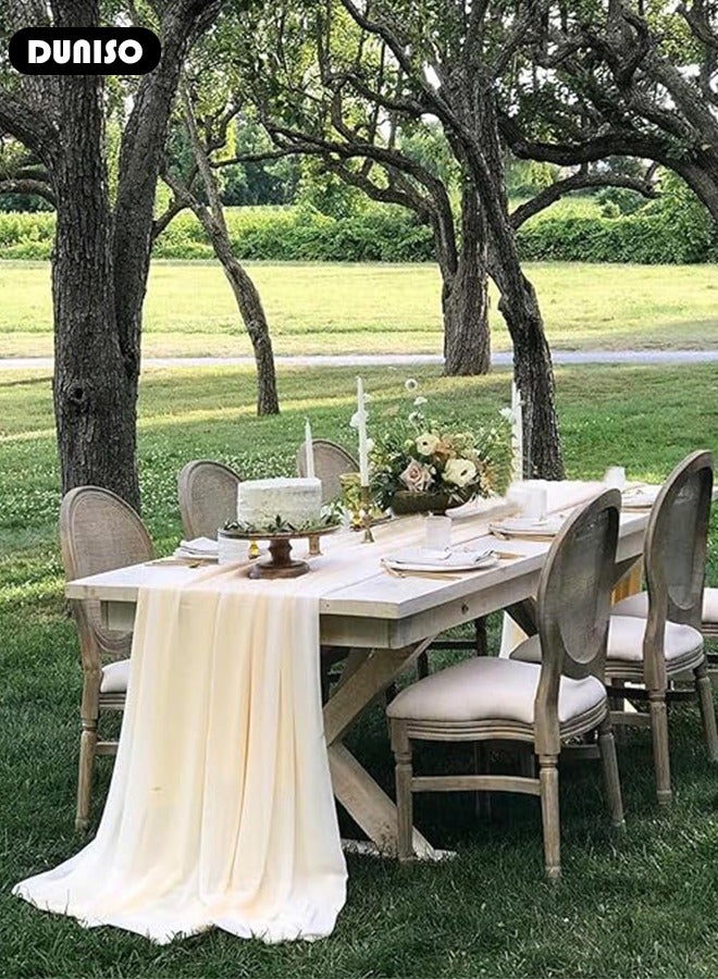 DUNISO Chiffon Table Runner, Wedding Table Runner, Gauze Table Runner, Rustic Sheer Table Decor for Romantic Bridal Shower, Baby Shower, Birthday Party Cake Table, Tulle Decorations, Wedding Drapery  - Image 5