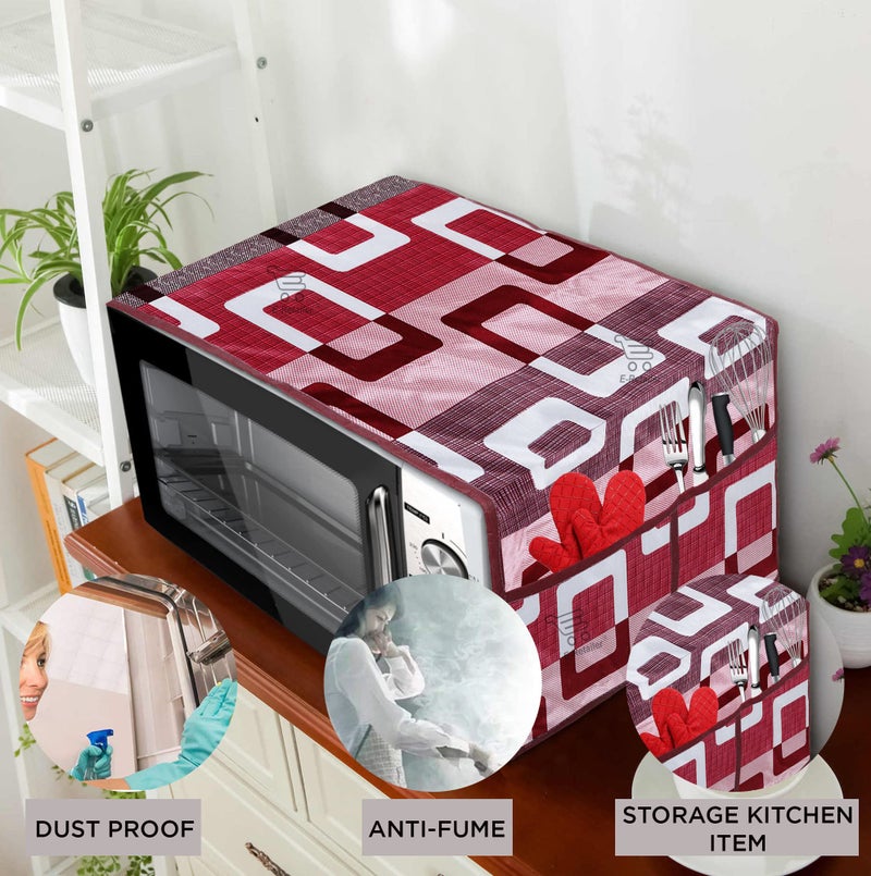 E-Retailer® Exclusive 3-Layered Polyester Combo Set of Appliances Cover (1 Pc. Fridge Top Cover, 3 Pc. Handle Cover, 1 Pc. of Microwave Oven Top Cover and 1 Pc. Top Load Washing Machine Cover) (Purple, Design-Geometric, Set Contains-6 Pcs.) - Image 5
