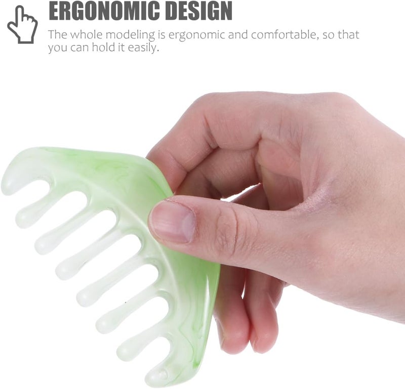 Healifty Resin Massage Comb 3Pcs Guasha Scalp Comb Handheld Gua Sha Scraping Massage Tool for Head Caring Relax Green Yellow Apricot - Image 4