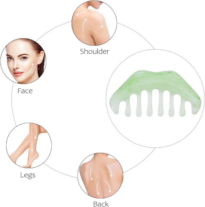 Healifty Resin Massage Comb 3Pcs Guasha Scalp Comb Handheld Gua Sha Scraping Massage Tool for Head Caring Relax Green Yellow Apricot - Image 5