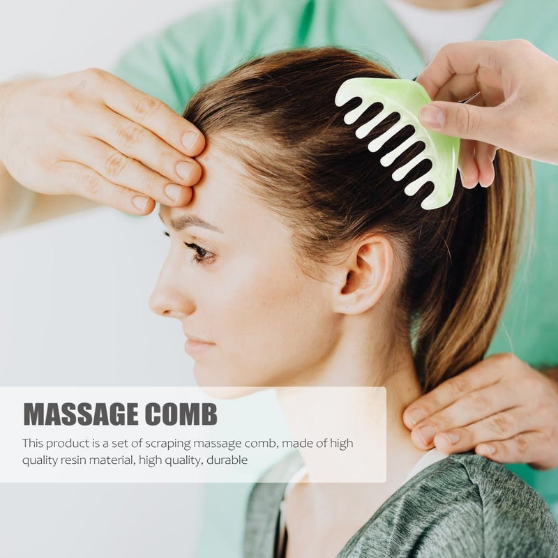 Healifty Resin Massage Comb 3Pcs Guasha Scalp Comb Handheld Gua Sha Scraping Massage Tool for Head Caring Relax Green Yellow Apricot - Image 2