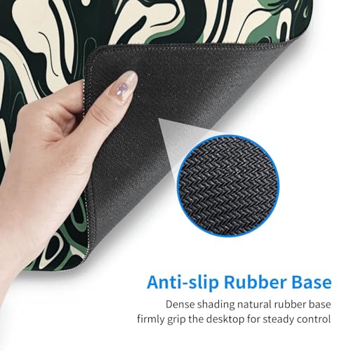 AQQA Abstract Topographic Map Green and White Pattern with Lines Gaming Mouse Pad Long XL Desk Mat for Desktop Mousepad with Non-Slip Base Stitched Edge Keyboard Mat for Office Home 31.5" x 15.7" - Image 5