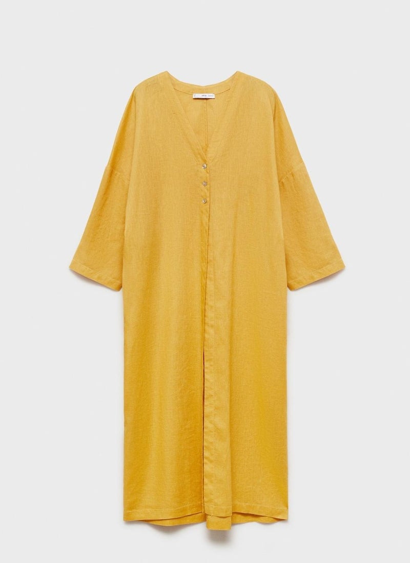 MANGO Mustard Button-Down Dress  - Image 5