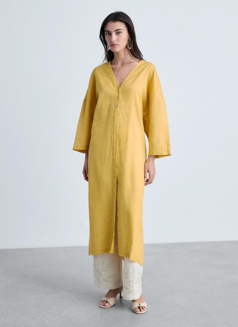 MANGO Mustard Button-Down Dress  - Image 1