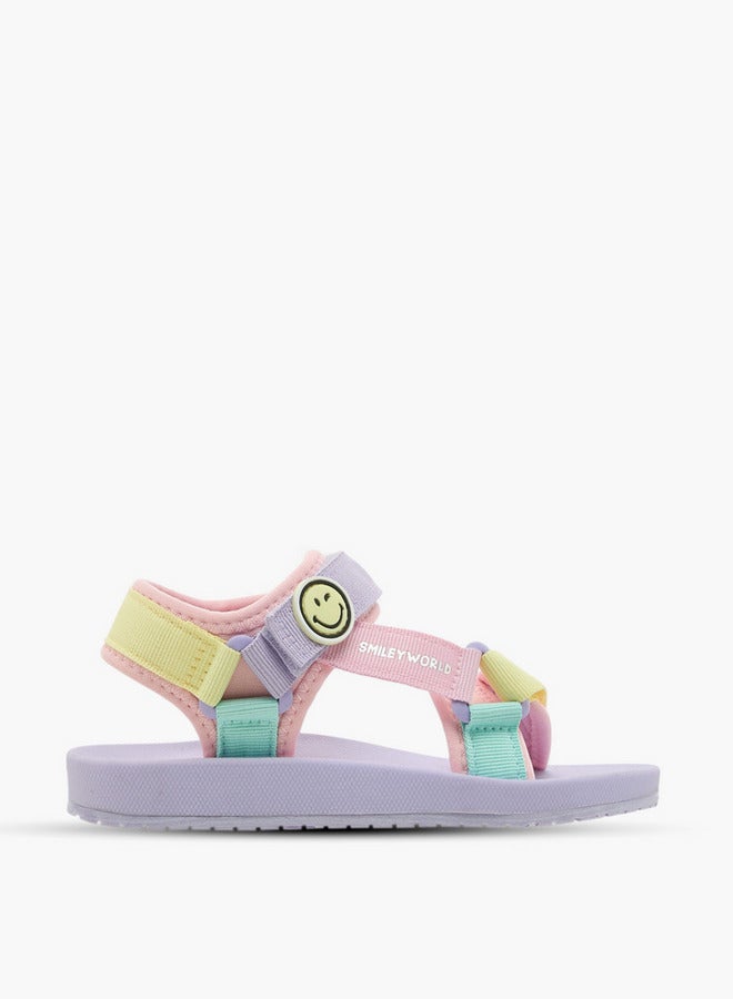 SMILEY Accent Detail Sandals with Hook and Loop Closure - Image 2