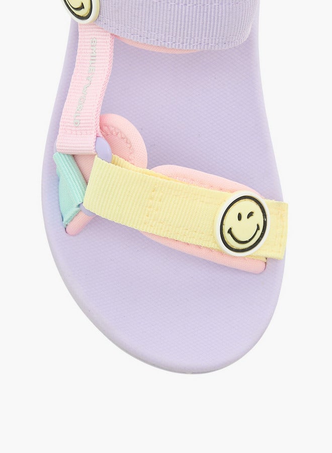 SMILEY Accent Detail Sandals with Hook and Loop Closure - Image 3