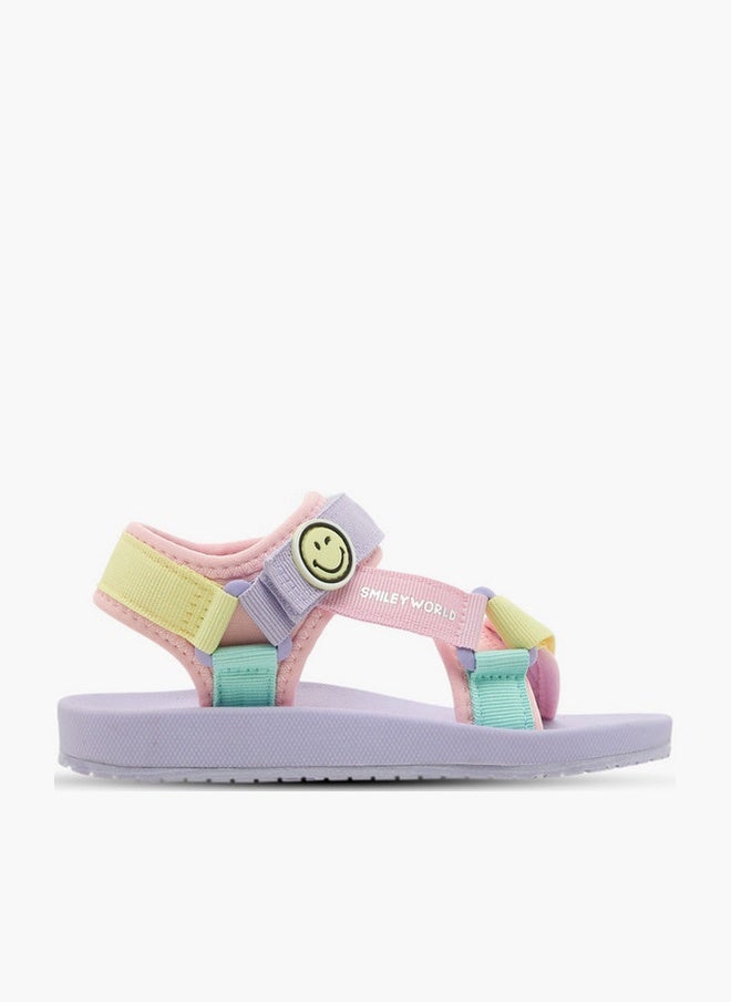 SMILEY Accent Detail Sandals with Hook and Loop Closure - Image 1