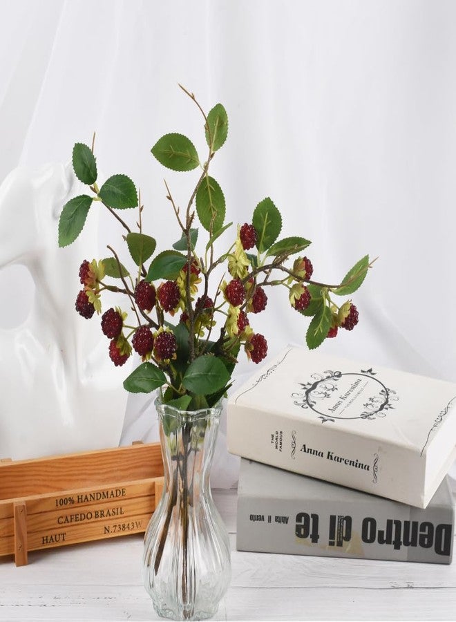 VIOCIWUO Artificial Raspberry Stem 3Pack, Simulated Raspberry Branch Lifelike Flowers Plant Berries for DIY Home Kitchen Wedding Party Decoration Photography Props(14.96Inch, Cherry Red) - Image 3