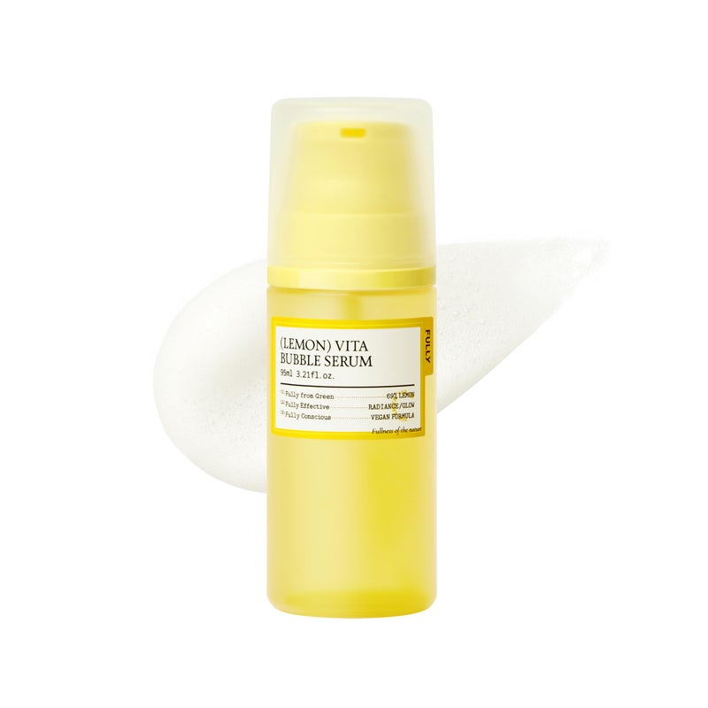FULLY Lemon Vita Bubble Facial Serum, 69% Organic Jeju Lemon Water & Vitamin C, Instant Glow & Hydration, Niacinamide + Glutathione for Radiance & Tone Refining, Vegan Korean Skincare, 3.21 fl.oz - Image 1