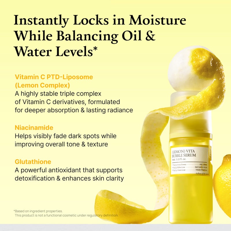 FULLY Lemon Vita Bubble Facial Serum, 69% Organic Jeju Lemon Water & Vitamin C, Instant Glow & Hydration, Niacinamide + Glutathione for Radiance & Tone Refining, Vegan Korean Skincare, 3.21 fl.oz - Image 4