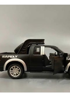 Generic 1/32 Scale Ford Raptor F150 Diecast Alloy Truck Model with Sound, Light, Opening Doors, Pull Back (Black, No Box)  - Image 2